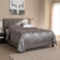 Baxton Studio CF8747-M-Light Grey-Full Audrey Modern and Contemporary Light Grey Fabric Upholstered Full Size Bed